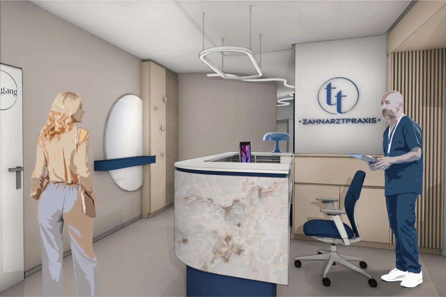 innenarchitektur-planung-zahnarztpraxis-skizze-empfang